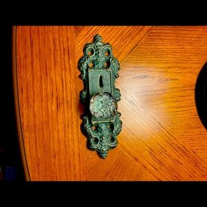 Antique clear glass door knob and rustic hardware